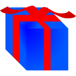 Blue gift box wrapped with red ribbon vector clip art