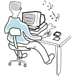 Vector illustration of man at computer