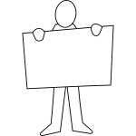 Man holding a poster vector drawing