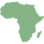 Map of Africa with countries in cylindrical equal area projection vector clip art