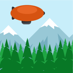 Red airship in the sky
