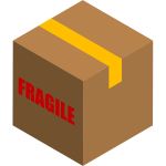 Vector image of box with fragile items