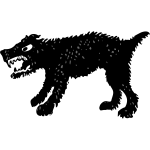 Vector drawing of silhouette of a angry dog