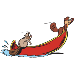 Beavers in canoe