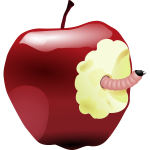 Vector illustration of worm in an apple