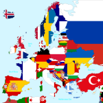 Flag map of Europe