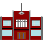 Vector illustration of late-1930s art-deco commercial building