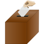 Vector graphics of ballot box with hand putting in a ballot paper