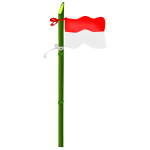 Bamboo and Indonesian flag