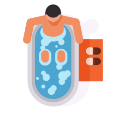 Relaxing in a bathtub