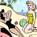 Women on the beach color illustration