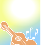 Guitar on bright background
