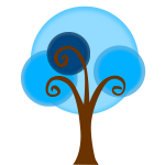 Blue cartoon tree
