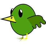 Cartoon vector graphics of green bird