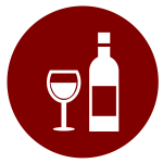 Wine bottle and glass icon
