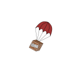 Vector drawing of parachute delivery of box of Bibles