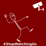 Stop Watching Us label vector illustration