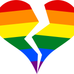 Broken heart with gay pride colors