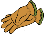 Brown and green gloves