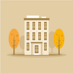 Residential building autumn season