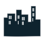 Vector clip art of black outline of a skyline
