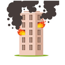 Burning building