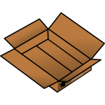 Vector drawing of an open shallow cardboard box