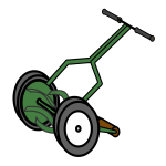Cartoon Push Reel Lawn Mower