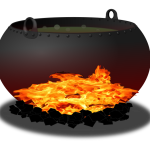 Cauldron on fire