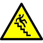 Falling down the stairs biohazard warning sign vector image