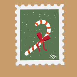 Christmas Candy Cane Postage Stamp