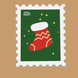 Christmas Stocking Postage Stamp Illustration