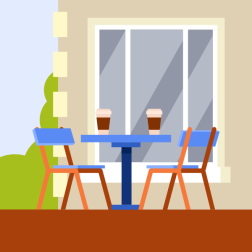 Coffee shop with outside tables