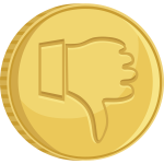 Vector illustration of coin with thumb down