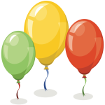 Three colorful balloons