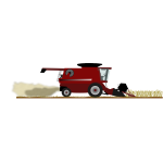 Combine harvester in red color