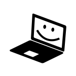 Laptop icon with a smile on the screen vector clip art