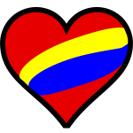 Vector drawing of striped heart in colors