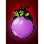 Witch with pink crystal ball vector illustration