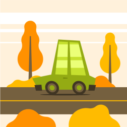 Cute green cartoon car