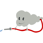 Cloud watering with hose vector illustration
