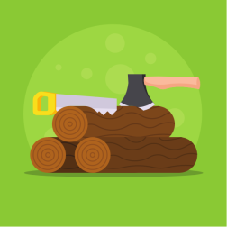 Cutting wood logs