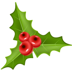 Three holly leaves with three crones vector illustration