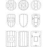 Vector graphics of selection of medieval shields