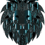 Lion Head Line Art By Alexas_Fotos Blue Prismatic Pattern