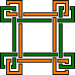 Square pattern with green and orange lines vector image