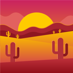 Desert landscape in the sunset