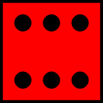 Six dots on red background