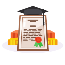 Diploma with a graduation cap