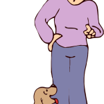 woman scolding dog